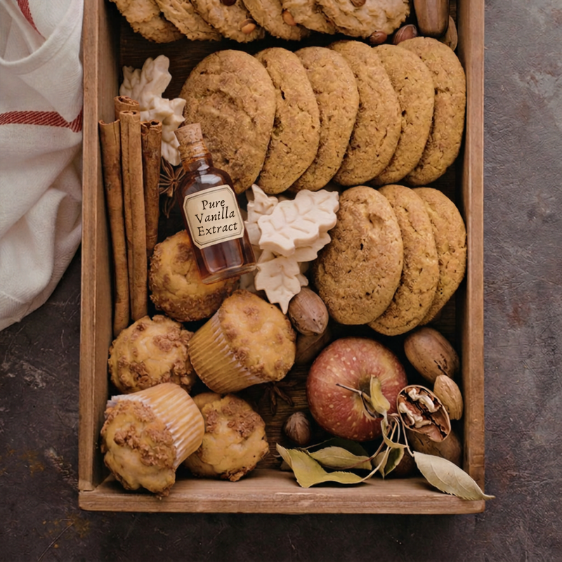 Bottles of pure baking extracts for homemade desserts